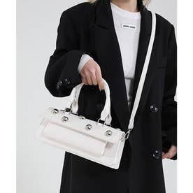 スタッズフラップ ロングショルダーバッグ cula1644 （ホワイト）