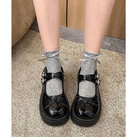厚底 ダブルストラップ メリージェーン ローファー culs216 （ブラック）
