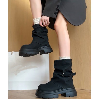 ルーズミドルブーツ 厚底トラックソール culs222 （ブラック）｜詳細画像