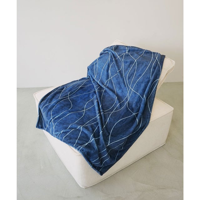 ラインアート ブランケット 100×130cm cula1663 （ブルー）