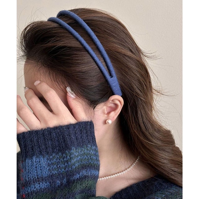 ダブルライン デザインカチューシャ ヘアバンド cula1564 （ブルー）