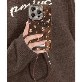 小花柄 iPhoneカバー アイフォン スマホケース ipc834 （ブラウン）