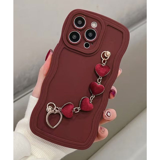 ハートチェーン iPhoneカバー アイフォン スマホケース ipc838 （レッド）