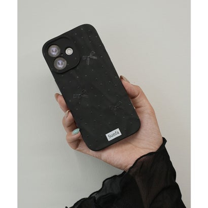 ドット×リボン iPhoneカバー アイフォン スマホケース ipc832 （ブラック）｜詳細画像