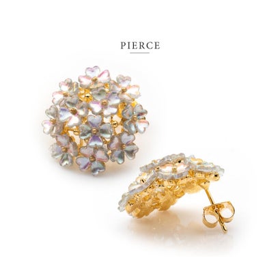 クリームドット Cream dot. 淡く艶めく小花を集めたブーケピアス/イヤリング （グリーン）｜詳細画像