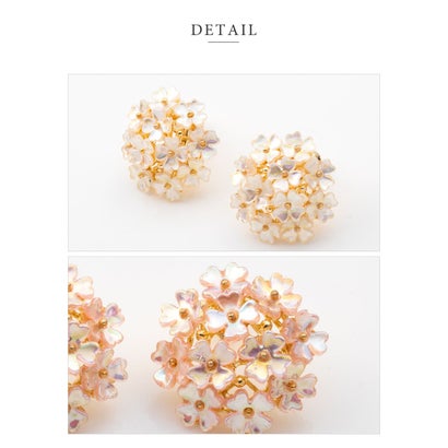 クリームドット Cream dot. 淡く艶めく小花を集めたブーケピアス/イヤリング （グリーン）｜詳細画像