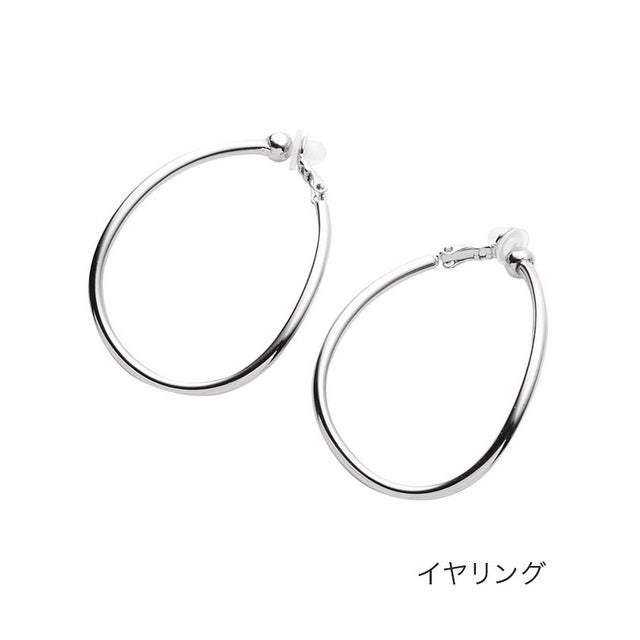 耳元で揺れる、ひねりドロップフープピアス/イヤリング （イヤリングシルバー）
