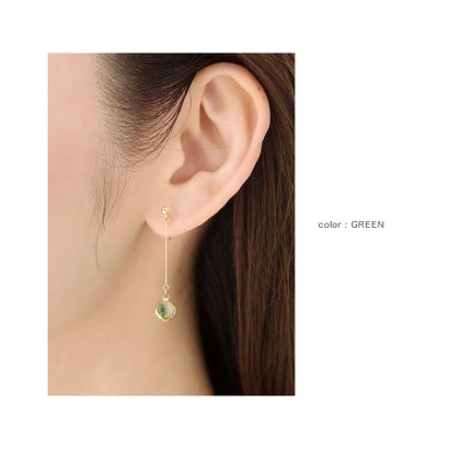 クリームドット Cream dot. 多面カットひし形の華奢メタルバーピアス/イヤリング （ピアスクリア）｜詳細画像