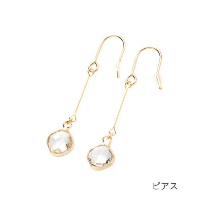 クリームドット Cream dot. 多面カットひし形の華奢メタルバーピアス/イヤリング （ピアスクリア）｜詳細画像