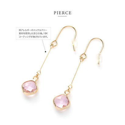 クリームドット Cream dot. 多面カットひし形の華奢メタルバーピアス/イヤリング （ピアスクリア）｜詳細画像