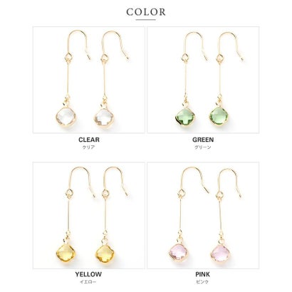 クリームドット Cream dot. 多面カットひし形の華奢メタルバーピアス/イヤリング （イヤリンググリーン）｜詳細画像