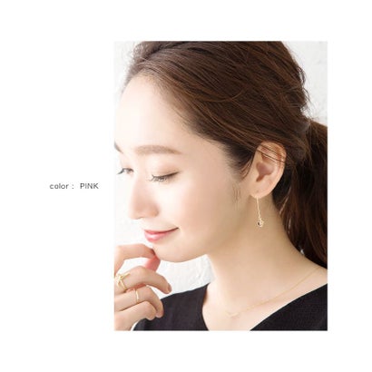 クリームドット Cream dot. 多面カットひし形の華奢メタルバーピアス/イヤリング （イヤリンググリーン）｜詳細画像