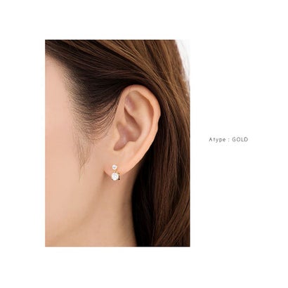 クリームドット Cream dot. 選べる3typeのちょい揺れシンプルビジューピアス/イヤリング （C：ゴールド）｜詳細画像
