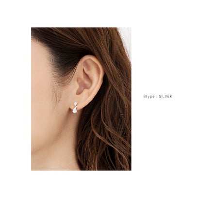 クリームドット Cream dot. 選べる3typeのちょい揺れシンプルビジューピアス/イヤリング （C：ゴールド）｜詳細画像