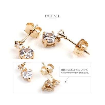 クリームドット Cream dot. 選べる3typeのちょい揺れシンプルビジューピアス/イヤリング （C：ゴールド）｜詳細画像