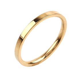 色褪せない輝き、ステンレス製2mmシンプルペアリング （ゴールド）