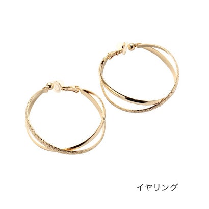 煌めくスターダスト加工のクロスラインフープピアス/イヤリング （イヤリングゴールド）｜詳細画像
