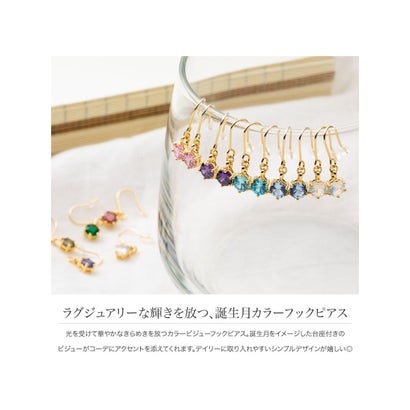 クリームドット Cream dot. ラグジュアリーな輝きを放つ、誕生月カラーフックピアス （シルバー）｜詳細画像