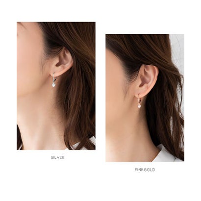 大人上品に導く4typeデザインのフックピアス （A：ピンクゴールド）｜詳細画像