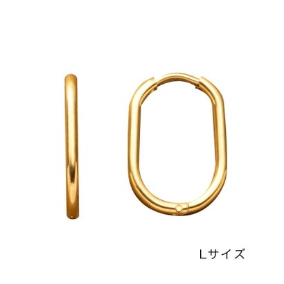 クリームドット Cream dot. 選べる3サイズのステンレス製オーバルキャッチレスピアス （Lサイズゴールド）｜詳細画像