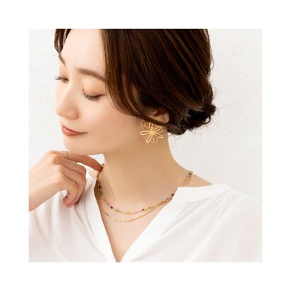 クリームドット Cream dot. 煌めくマルチカラーのスクエアガラスネックレス （ミックス）｜詳細画像