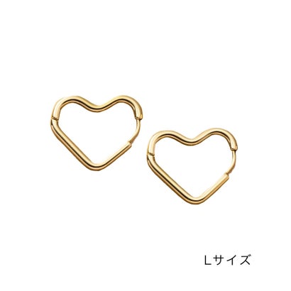 選べる2size♪ミニマルハートのステンレス製フープピアス （ゴールド）｜詳細画像
