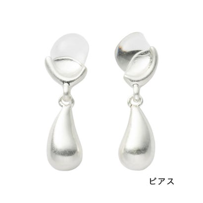 クリア×ニュアンスドロップのちょい揺れピアス/イヤリング （ヴィンテージシルバー）｜詳細画像