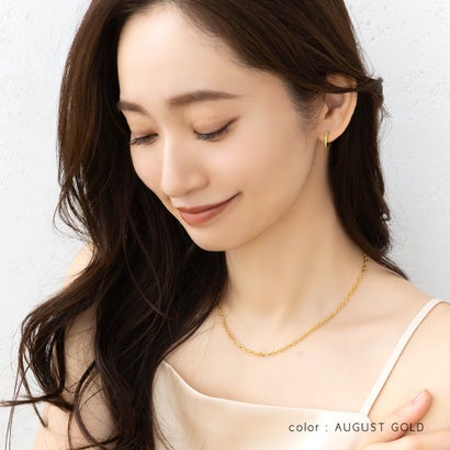 クリームドット Cream dot. 誕生月カラーが煌くステンレス製ラインストーンフープピアス （シルバー：10月）｜詳細画像