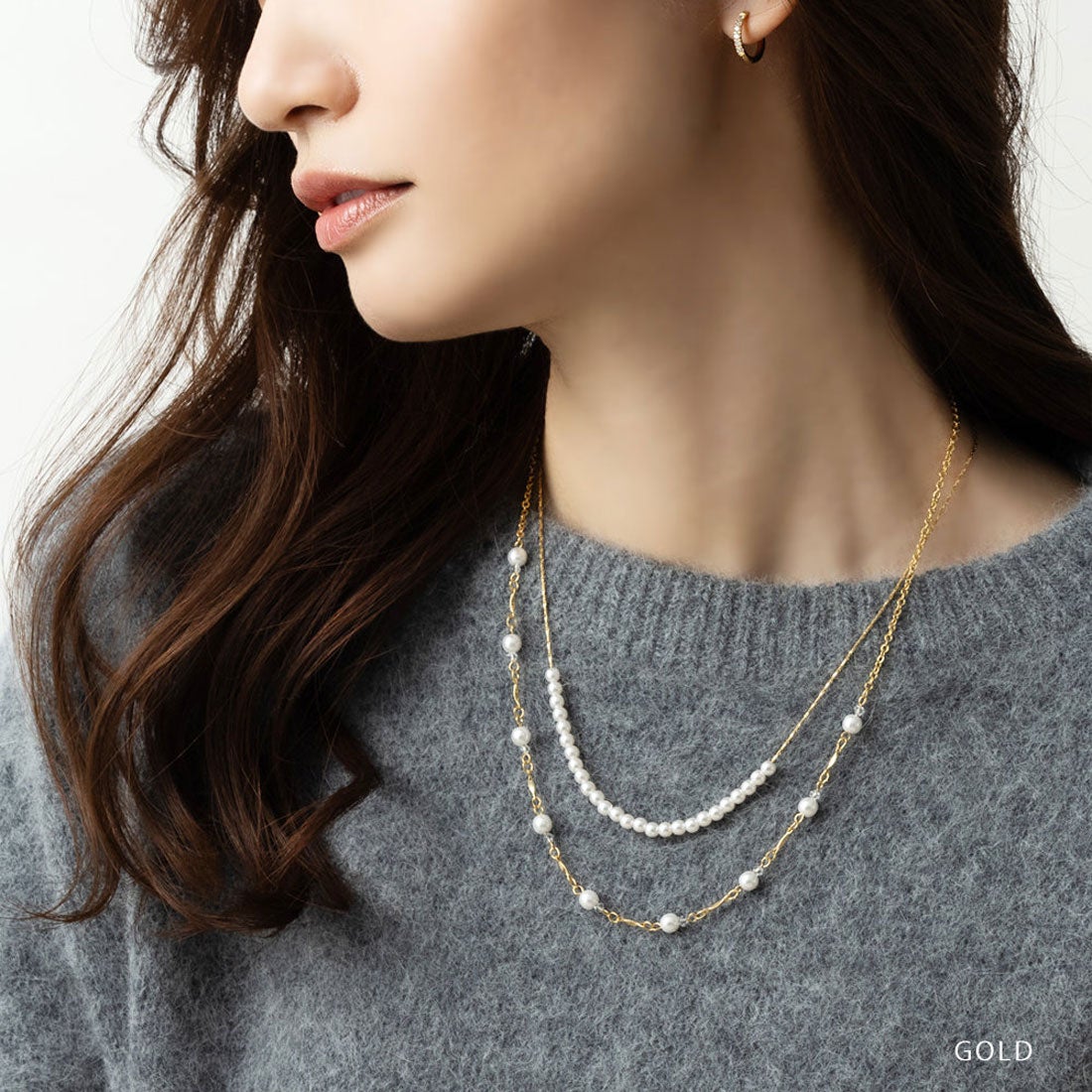 クリームドット Cream dot. きれいめ小粒パールの2SETネックレス （2 