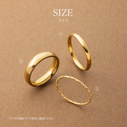 クリームドット Cream dot. 甲丸×華奢で使いやすいステンレス製3SETリング （ゴールド）｜詳細画像