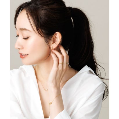 凛としたヘキサゴン型キャッチレスフープピアス （ピアス：ゴールド）｜詳細画像
