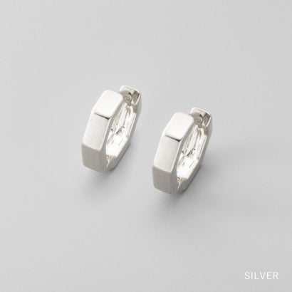 凛としたヘキサゴン型キャッチレスフープピアス （ピアス：ゴールド）｜詳細画像