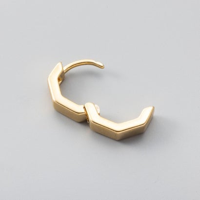 凛としたヘキサゴン型キャッチレスフープピアス （ピアス：ゴールド）｜詳細画像