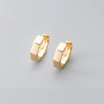 凛としたヘキサゴン型キャッチレスフープピアス （ピアス：シルバー）｜詳細画像
