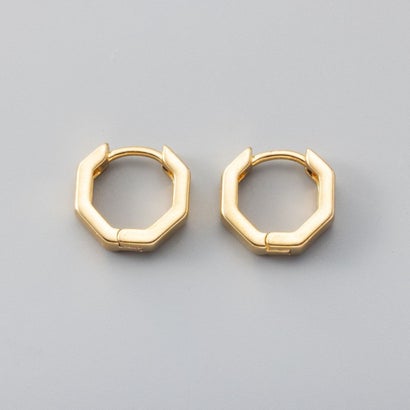 凛としたヘキサゴン型キャッチレスフープピアス （ピアス：シルバー）｜詳細画像