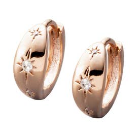 選べるセグメントビジュー/ツイストのフープピアス （ピアス：A：ピンクゴールド）