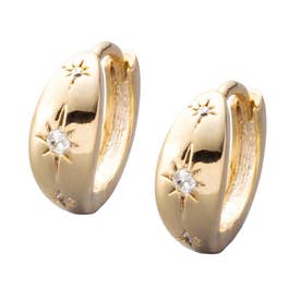 選べるセグメントビジュー/ツイストのフープピアス （ピアス：A：ゴールド）