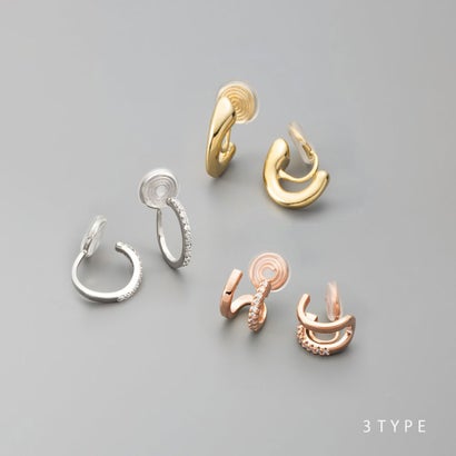 ちょうどいい存在感、3typeのワイヤーフィットイヤリング （イヤリング：B：ピンクゴールド）｜詳細画像