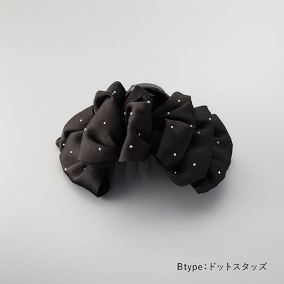大人の装いブラックカラー×フリルリボンのヘアクリップ （ワンサイズ：A：無地）｜詳細画像