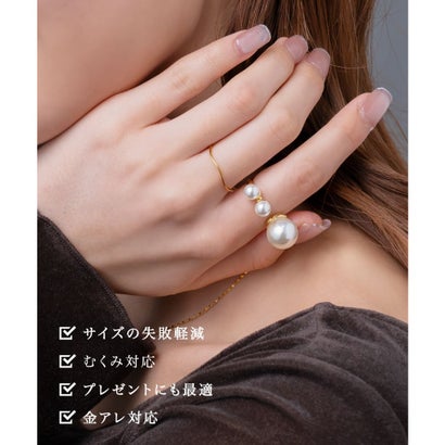モードに華やぐ存在感アシメパールのフォークリング （ゴールド）｜詳細画像