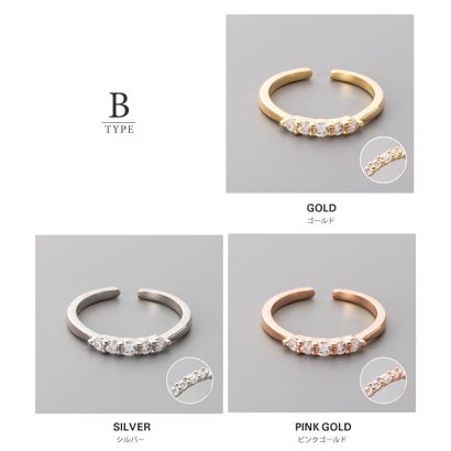 選べる4type！使える華奢デザインのオープンリング （D：ピンクゴールド）｜詳細画像