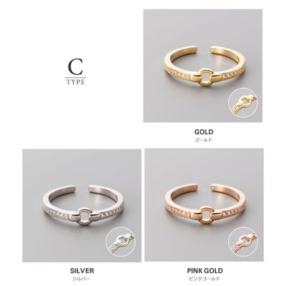 選べる4type！使える華奢デザインのオープンリング （B：ゴールド）｜詳細画像