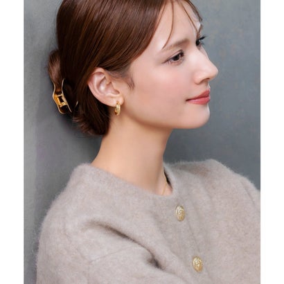 “もたれられる”ぺたんこ上品メタルのヘアクリップ （ワンサイズ：ゴールド）｜詳細画像