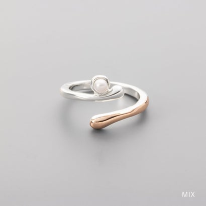クリームドット Cream dot. パール付きニュアンスラインのMIXカラーフォークリング （ミックス）｜詳細画像