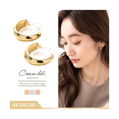 クリームドット Cream dot. 丸みシェイプが女っぽいミニフープイヤリング/ピアス （ピアスゴールド）｜詳細画像