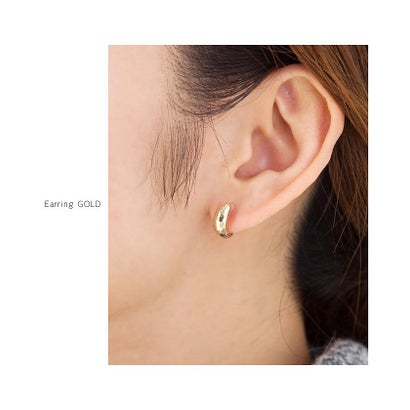 クリームドット Cream dot. 丸みシェイプが女っぽいミニフープイヤリング/ピアス （ピアスゴールド）｜詳細画像