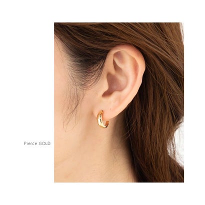 クリームドット Cream dot. 丸みシェイプが女っぽいミニフープイヤリング/ピアス （ピアスゴールド）｜詳細画像