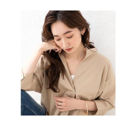 クリームドット Cream dot. 丸みシェイプが女っぽいミニフープイヤリング/ピアス （ピアスゴールド）｜詳細画像