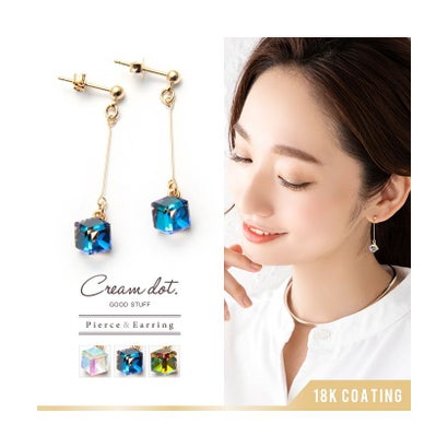 クリームドット Cream dot. オーロラカラーのスクエアが揺れるイヤリング/ピアス （ピアスクリア）｜詳細画像
