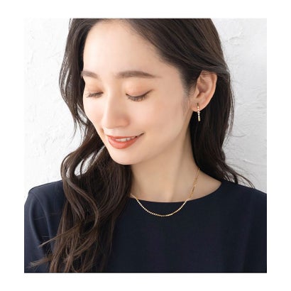 クリームドット Cream dot. レンヅメビジューが目を惹くメタルバーイヤリング/ピアス （A：ゴールド）｜詳細画像